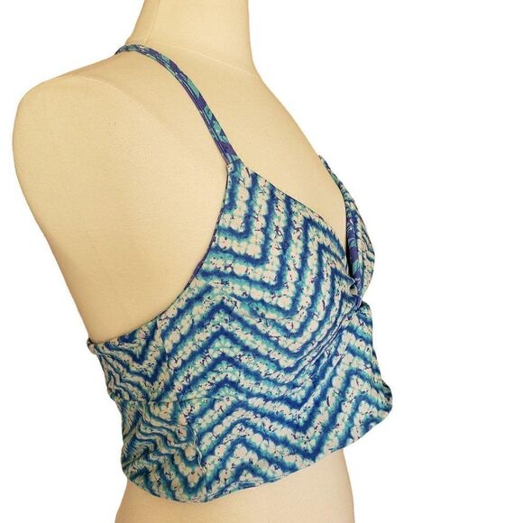 Women's Swimwear Tankini T-Back Beach Blue Reversible V-Neck Bikini Top XL - Picture 7 of 9